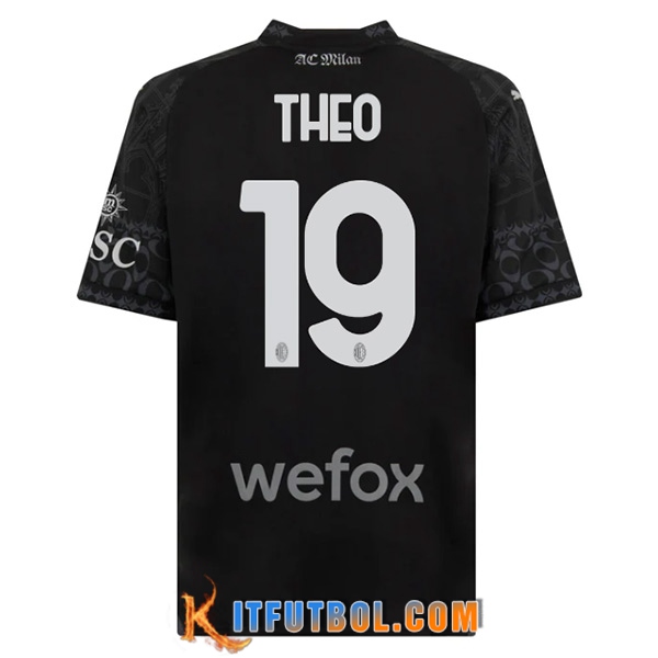 Camisetas De Futbol AC Milan (THEO #19) 2023/2024 Fourth Negro