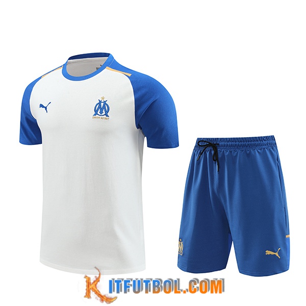 Camiseta Entrenamiento + Cortos Marsella Blanco/Azul 2024/2025
