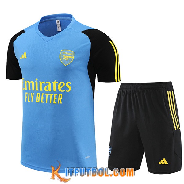 Camiseta Entrenamiento + Cortos Arsenal Azul/Negro/Amarillo 2024/2025