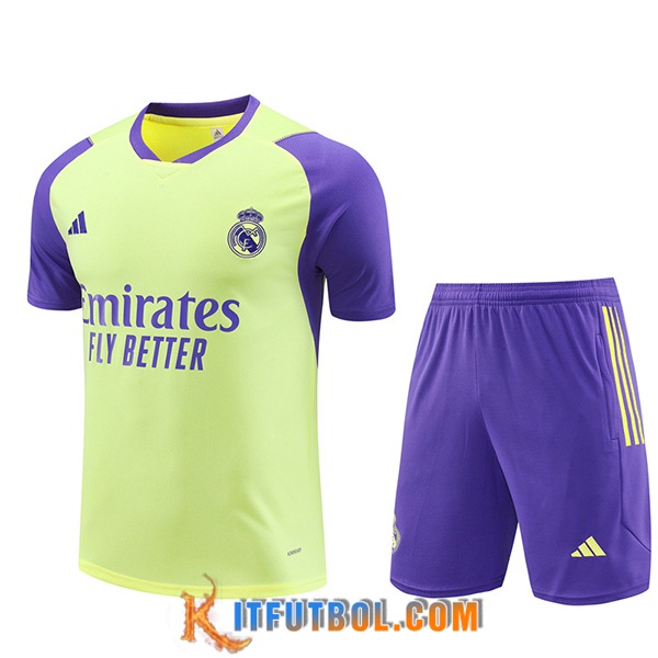 Camiseta Entrenamiento + Cortos Real Madrid Amarillo/Violeta 2024/2025