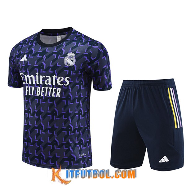 Camiseta Entrenamiento + Cortos Real Madrid Violeta/Negro 2024/2025