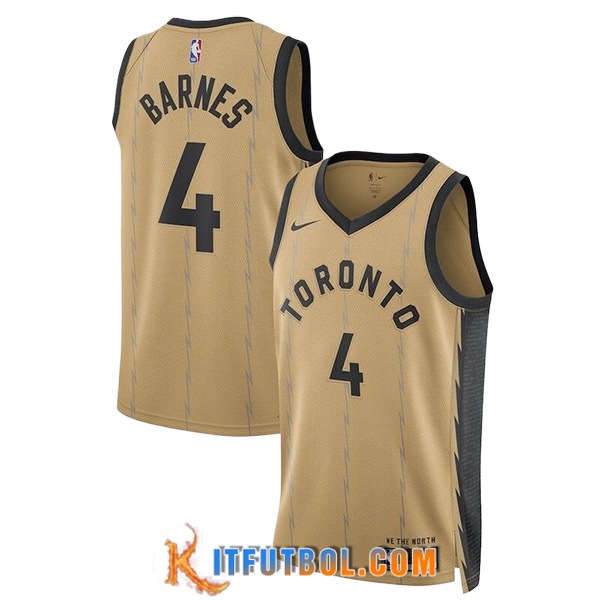 Camisetas De Futbol Toronto Raptors (BARNES #4) 2024/25 Negro/Gris