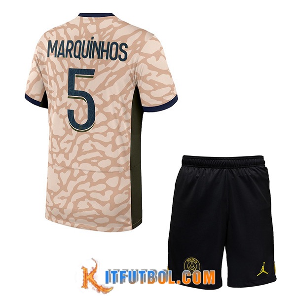 Camisetas De Futbol PSG (MARQUINHOS #5) Ninos 2023/2024 Fourth