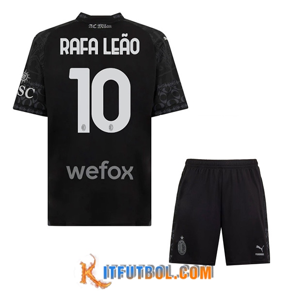 Camisetas De Futbol AC Milan (RAFAEL LEÃO #10) Ninos 2023/2024 Fourth Negro