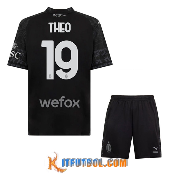Camisetas De Futbol AC Milan (THEO #19) Ninos 2023/2024 Fourth Negro