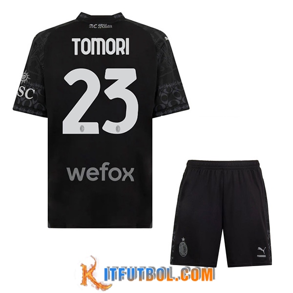 Camisetas De Futbol AC Milan (TOMORI #23) Ninos 2023/2024 Fourth Negro