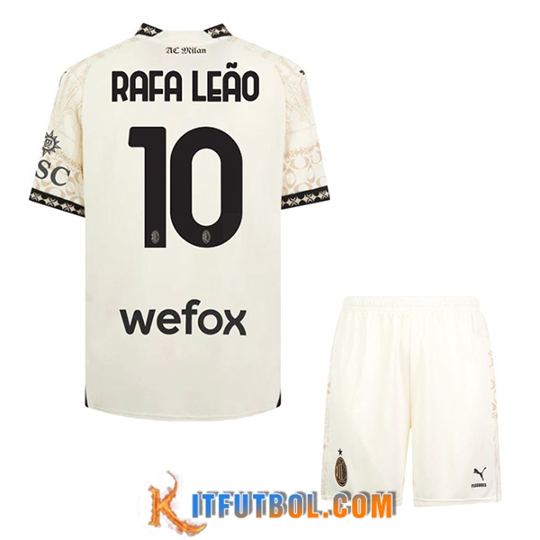 Camisetas De Futbol AC Milan (RAFAEL LEÃO #10) Ninos 2023/2024 Fourth Blanco