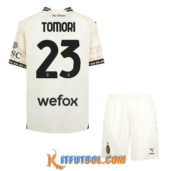 Camisetas De Futbol AC Milan (TOMORI #23) Ninos 2023/2024 Fourth Blanco