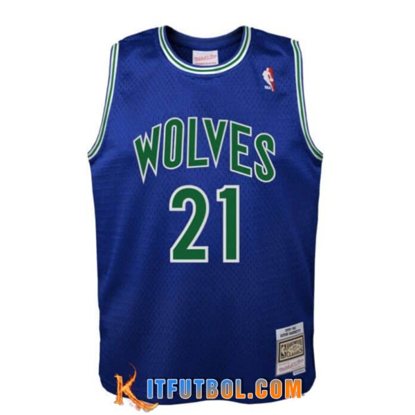 Camisetas De Futbol Minnesota Timberwolves (GARNETT #21) 2024/25 Azul/Verde