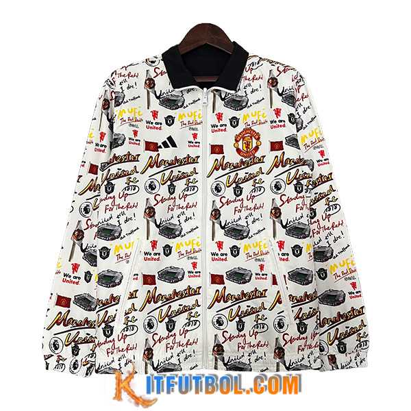 Rompevientos Manchester United Blanco/Negro/Amarillo 2024/2025