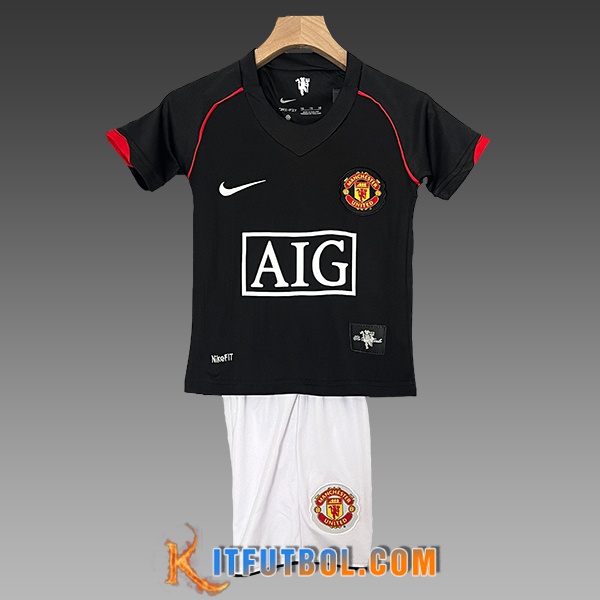 Camiseta Entrenamiento + Cortos Manchester United Ninos Negro/Rojo/Blanco 2024/2025
