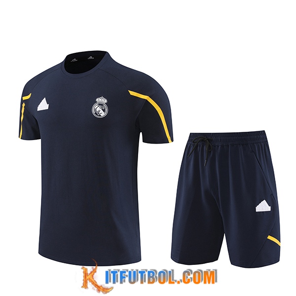 Camiseta Entrenamiento + Cortos Real Madrid Negro/Amarillo 2024/2025