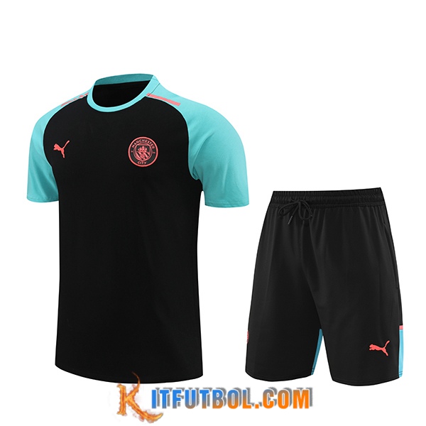 Camiseta Entrenamiento + Cortos Manchester City Negro/Azul 2024/2025