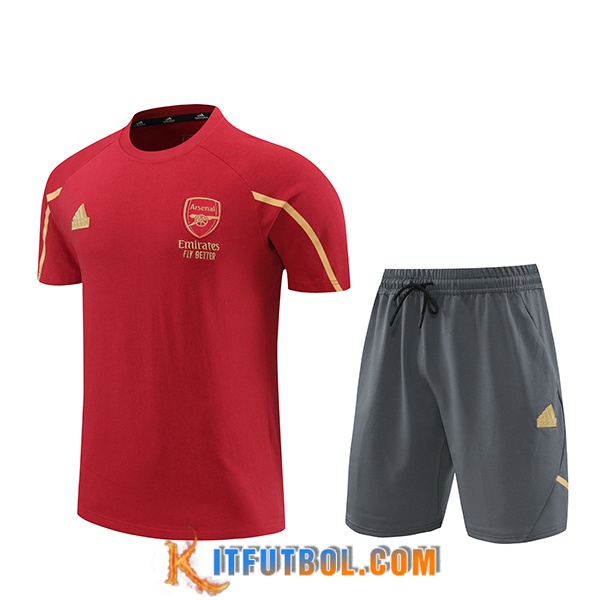 Camiseta Entrenamiento + Cortos Arsenal Rojo/Amarillo/Gris 2024/2025