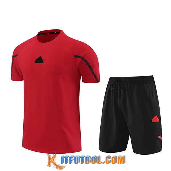 Camiseta Entrenamiento + Cortos Adidas Rojo/Negro 2024/2025