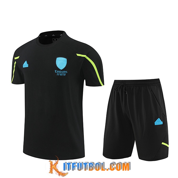 Camiseta Entrenamiento + Cortos Arsenal Negro/Azul/Verde 2024/2025