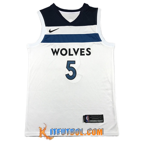 Camisetas NBA Minnesota Timberwolves (EDWARDS #5) 2024/25 Blanco/Negro/Azul
