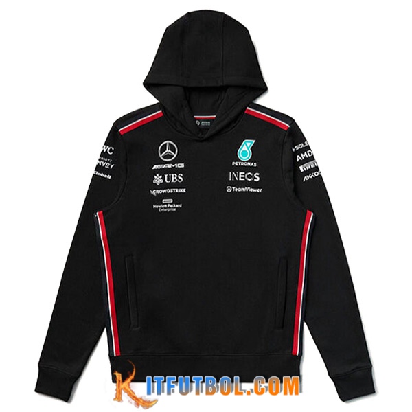 Sudadera Capucha F1 Mercedes Benz Team Negro/Rojo 2024