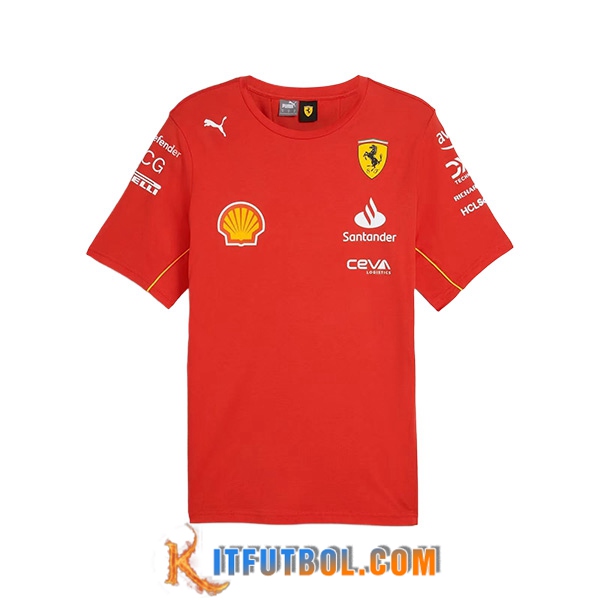 Camiseta de manga corta F1 Scuderia Ferrari Team Rojo/Negro/Amarillo 2024