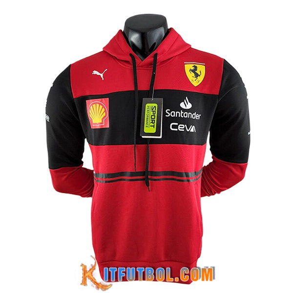 Sudadera Capucha F1 Scuderia Ferrari Team Negro/Rojo 2024