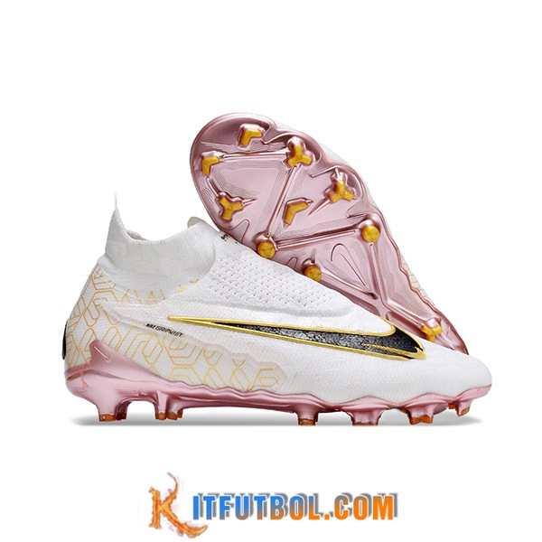 Nike Botas De Fútbol Phantom GX Elite DF Link FG Blanco/Negro/Rosa/Amarillo