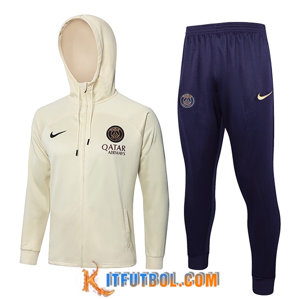 Chaqueta Con Capucha Chandal Rompevientos PSG Beige 2024/2025