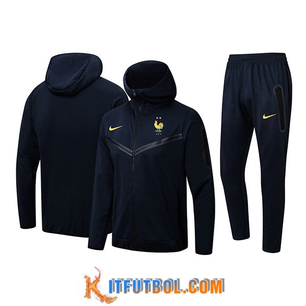 Chaqueta Con Capucha Chandal Rompevientos Francia Azul Oscuro 2024/2025