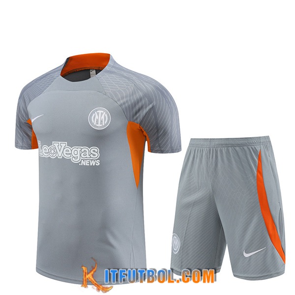 Camiseta Entrenamiento + Cortos Inter Milan Gris/Naranja 2024/2025