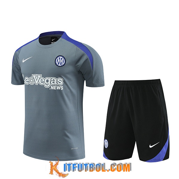 Camiseta Entrenamiento + Cortos Inter Milan Gris/Azul 2024/2025