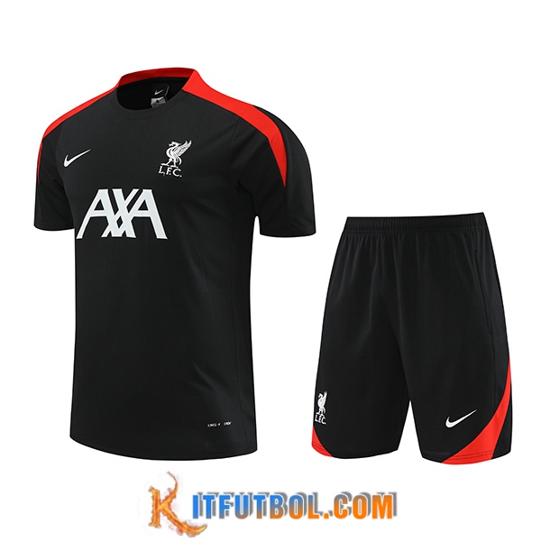 Camiseta Entrenamiento + Cortos FC Liverpool Negro/Rojo 2024/2025