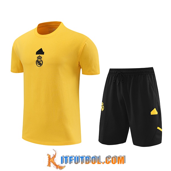 Camiseta Entrenamiento + Cortos Real Madrid Amarillo/Negro 2024/2025