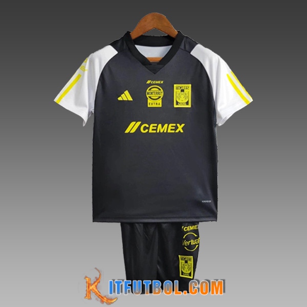 Camiseta Entrenamiento + Cortos Tigres UANL Ninos Negro/Amarillo 2024/2025