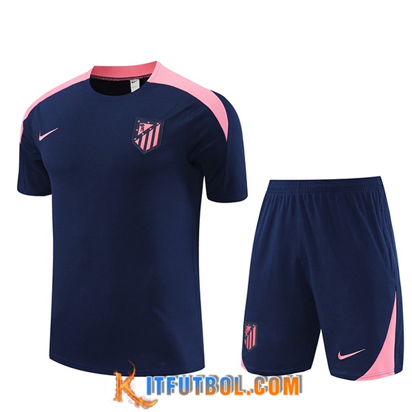Camiseta Entrenamiento + Cortos Atletico Madrid Azul/Rosa 2024/2025