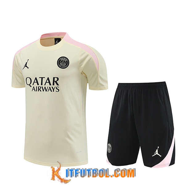 Camiseta Entrenamiento + Cortos PSG Beige/Rosa/Negro 2024/2025