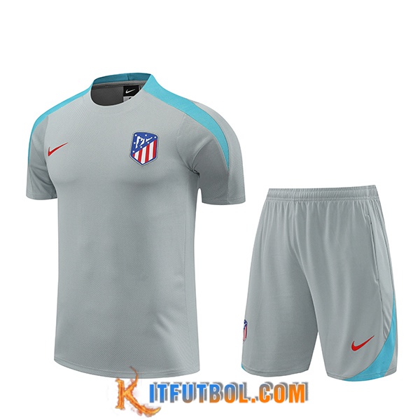Camiseta Entrenamiento + Cortos Atletico Madrid Gris/Azul 2024/2025