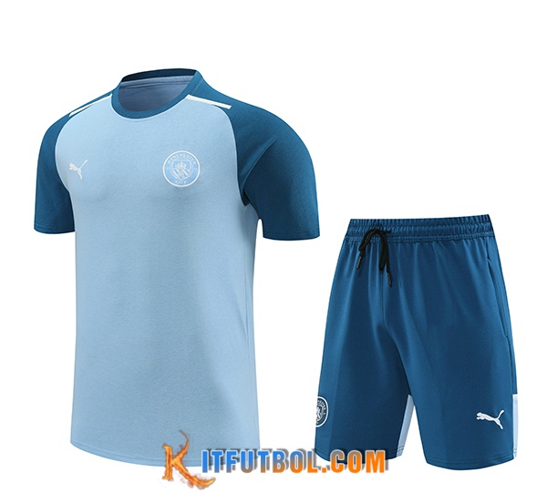 Camiseta Entrenamiento + Cortos Manchester City Azul 2024/2025