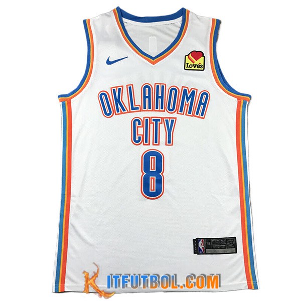 Camisetas De Futbol Oklahoma City Thunder (WILLIAMS #8) 2024/25 Blanco/Rojo/Azul