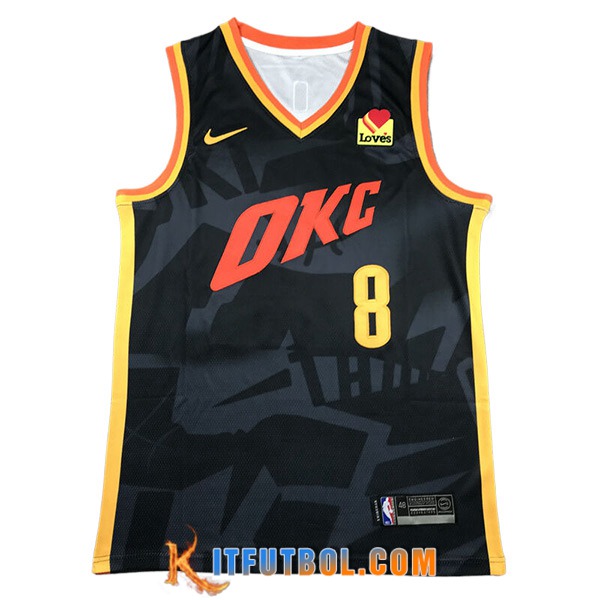 Camisetas De Futbol Oklahoma City Thunder (WILLIAMS #8) 2024/25 Negro/Amarillo/Naranja
