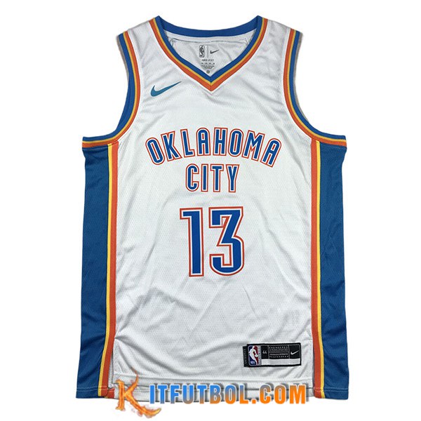 Camisetas De Futbol Oklahoma City Thunder (GEORGE #13) 2024/25 Blanco/Azul