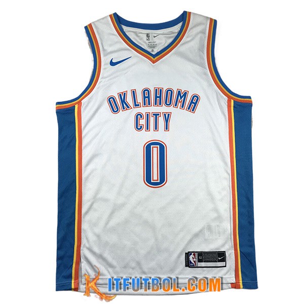 Camisetas De Futbol Oklahoma City Thunder (WESTBROOK #0) 2024/25 Blanco/Azul