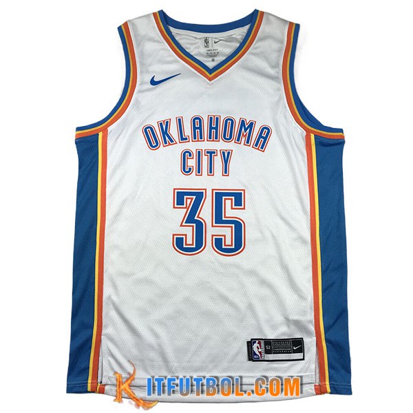 Camisetas De Futbol Oklahoma City Thunder (DURANT #35) 2024/25 Blanco/Azul