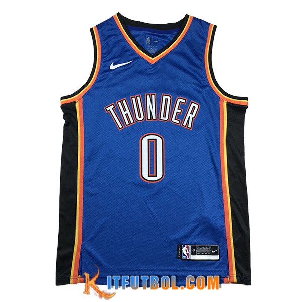 Camisetas De Futbol Oklahoma City Thunder (WESTBROOK #0) 2024/25 Azul/Negro
