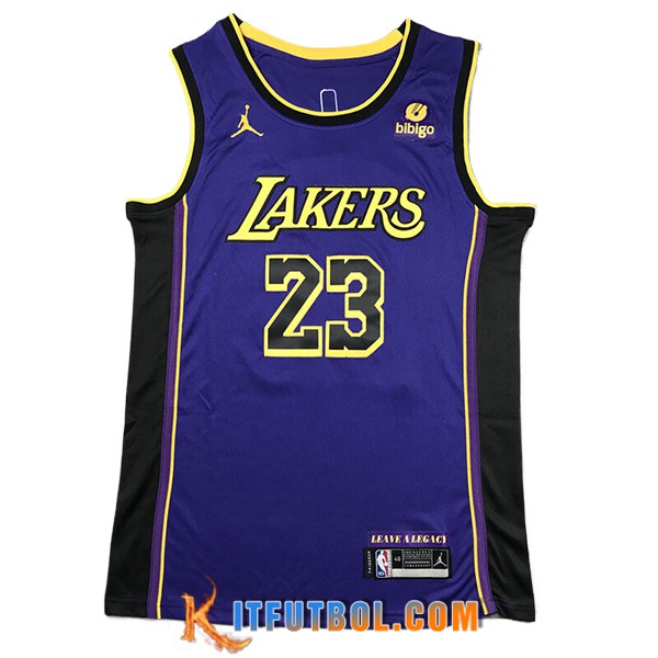 Camisetas De Futbol Los Angeles Lakers (JAMES #23) 2024/25 Violeta/Negro/Amarillo -02