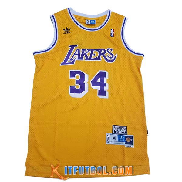 Camisetas De Futbol Los Angeles Lakers (O'NEAL #34) 2024/25 Amarillo/Violeta