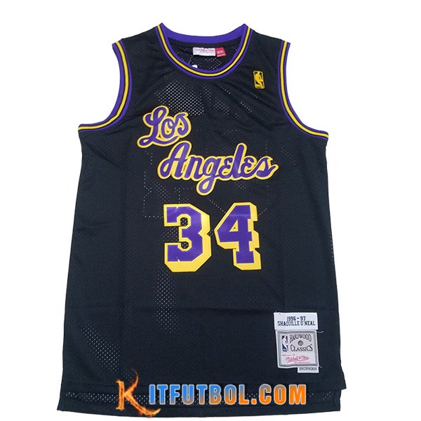 Camisetas De Futbol Los Angeles Lakers (O'NEAL #34) 2024/25 Negro/Violeta/Amarillo