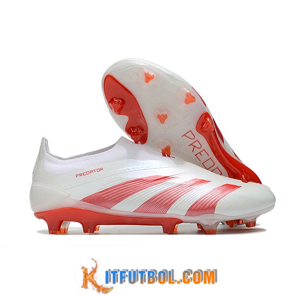 Adidas Botas De Fútbol PREDATOR ELITE LACELESS BOOTS FG Blanco/Rojo