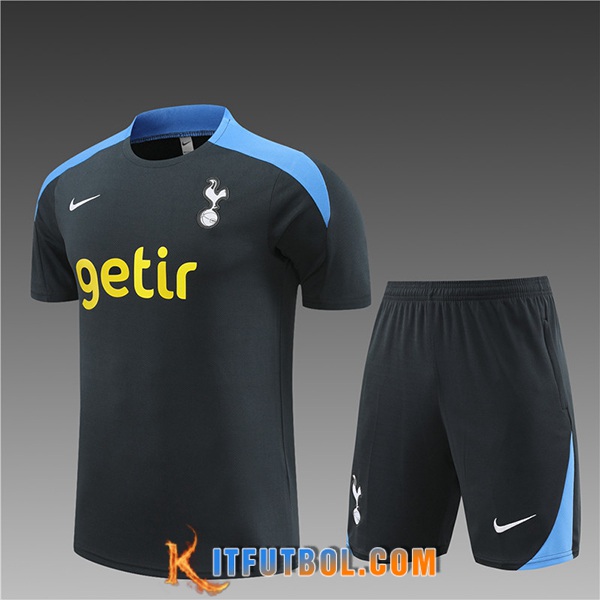 Camiseta Entrenamiento + Cortos Tottenham Hotspur Ninos Negro/Azul 2024/2025