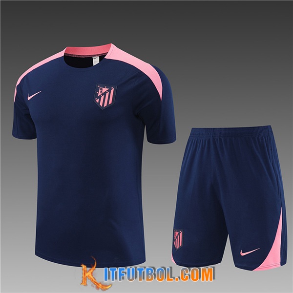 Camiseta Entrenamiento + Cortos Atletico Madrid Ninos Azul/Rosa 2024/2025