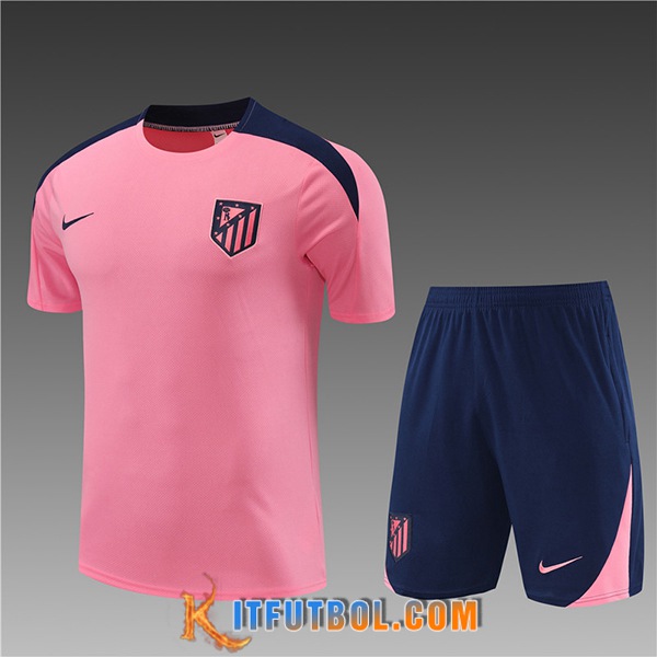 Camiseta Entrenamiento + Cortos Atletico Madrid Ninos Rosa/Azul 2024/2025