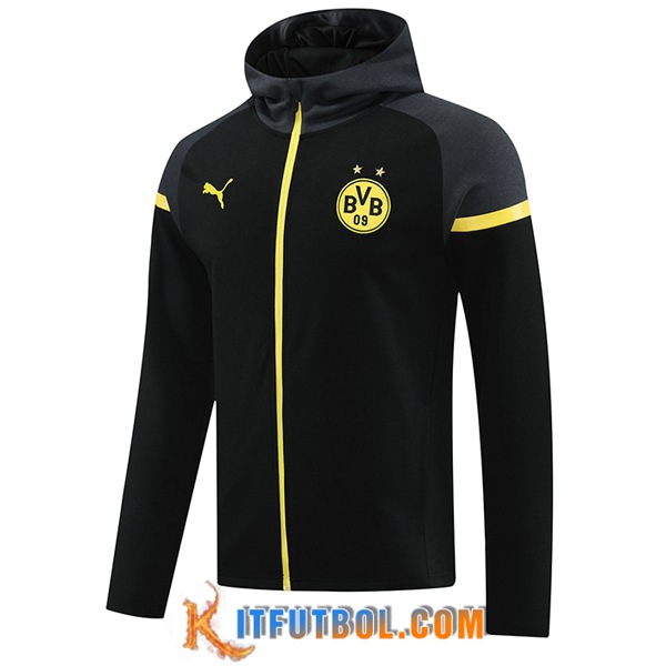 Chaqueta Con Capucha Dortmund Negro/Amarillo 2024/2025